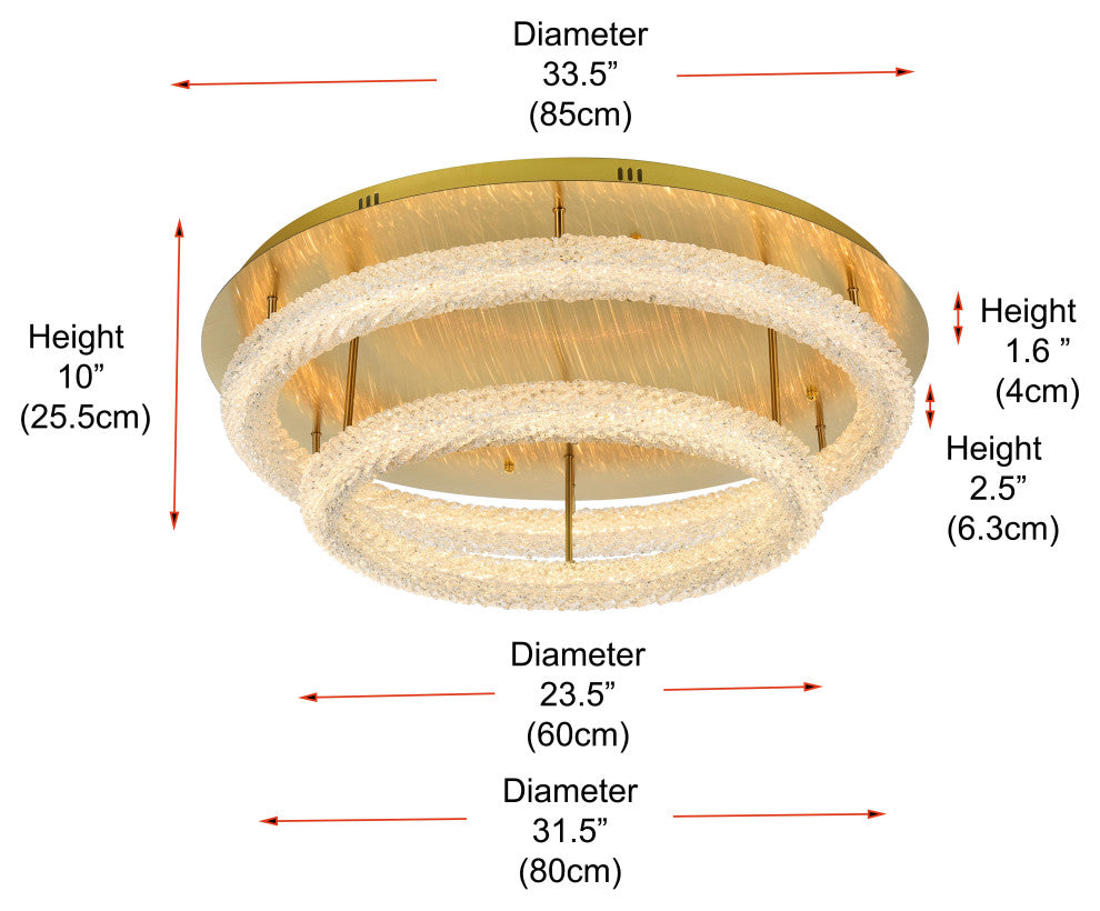 Home Living 33.5" LED Flush Mount, Satin Gold