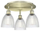 Castile-3 Light 18" Flush Mount-Antique Brass, Clear Glass Shade