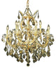 Elegant Maria Theresa Dining Room Light, Gold Finish With Royal Cut Crystal