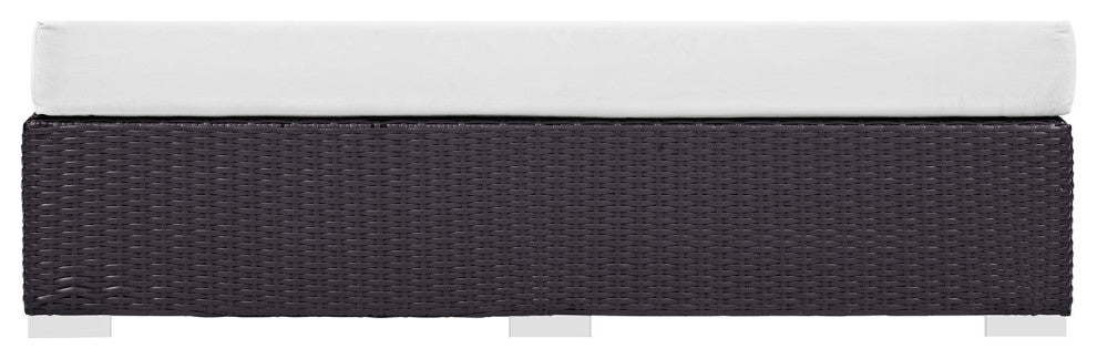 Convene Outdoor Patio Fabric Rectangle Ottoman, Espresso White