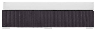 Convene Outdoor Patio Fabric Rectangle Ottoman, Espresso White