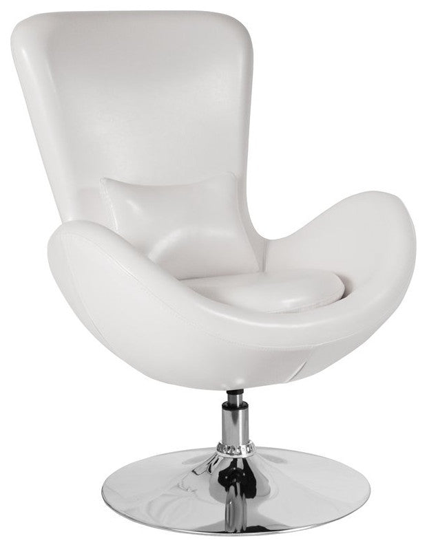 Egg Series White LeatherSoft Side Reception Chair