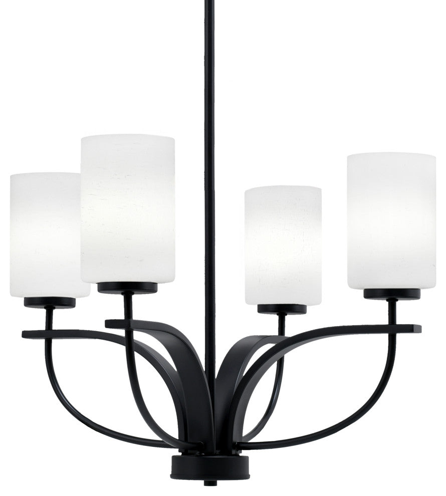 Cavella 4 Light Chandelier, Matte Black Finish, 4" White Muslin Glass