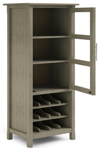 Avalon Solid Wood High Storage Wine Rack Cabinet, Distressed Gray