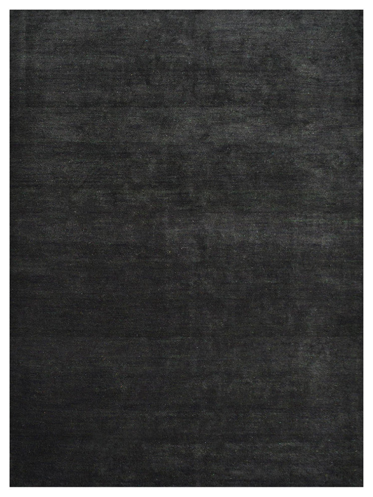 HAND KNOTTED LOOM SILK ECO-FRIENDLY AREA RUGS-Light Charcoal Color,Solid Design, [Rectangle] 8'x10'