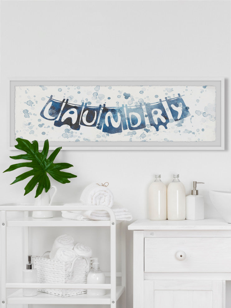 "Clothesline" Framed Painting Print, 45x15