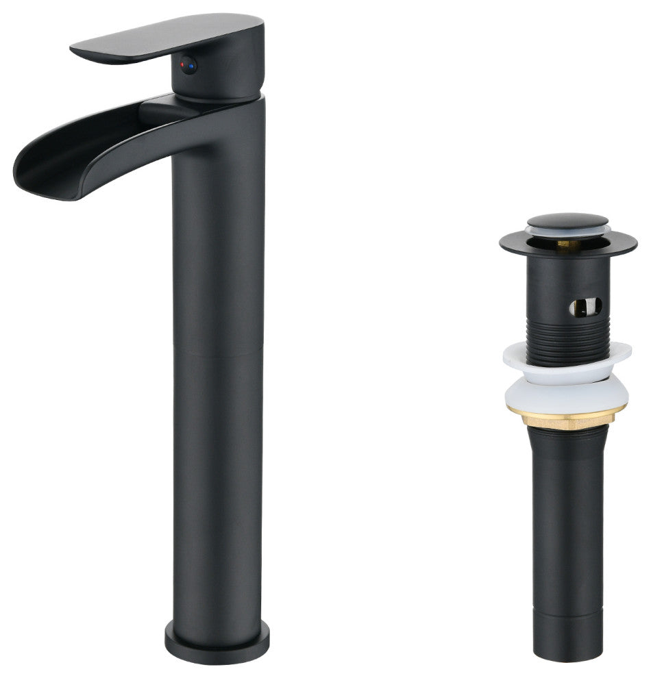 Single Hole Bathroom Faucet With Drain Assembly, Matte Black