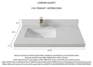 Aberdeen 36 Left Offset Bath Vanity in Dark Forest Green 2" Carrara Quartz