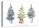 Three Watercolor Christmas Trees Canvas Wall Art, 36"x24"