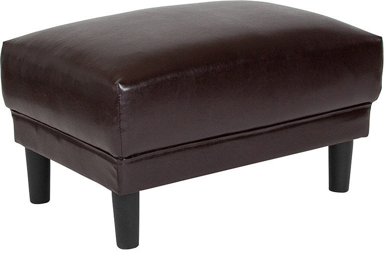 Asti Upholstered Ottoman In Brown Leather