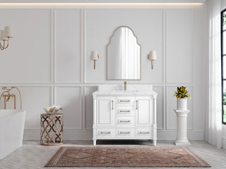 Aberdeen 42 Single Sink Bath Vanity in White 1.5" White Quartz