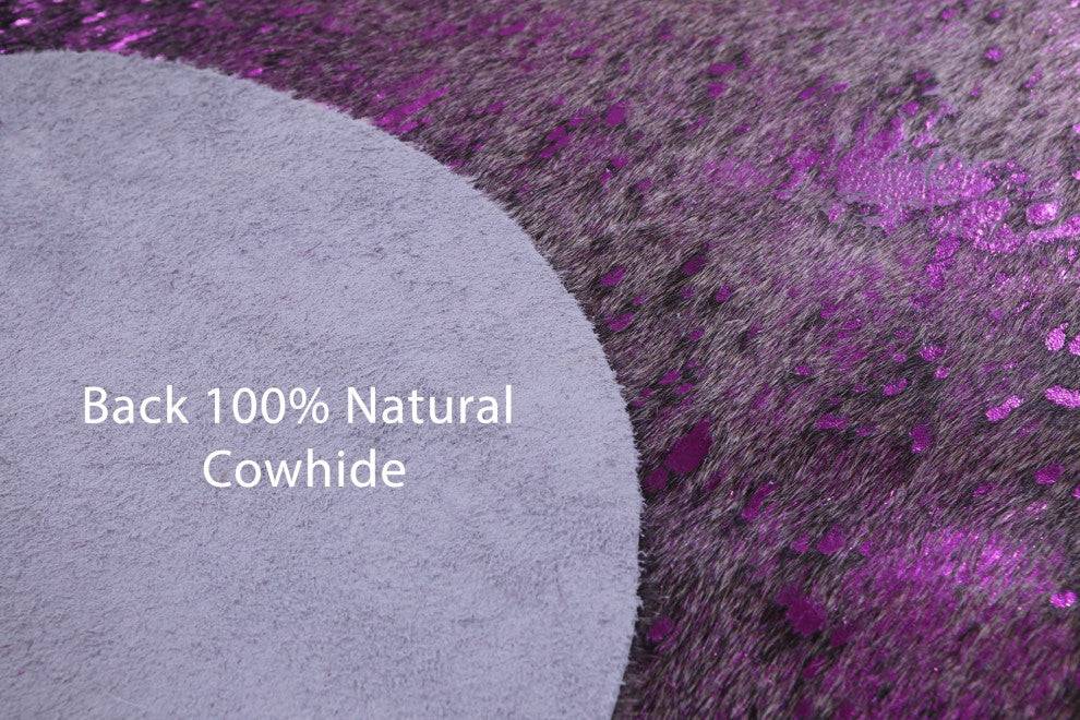 6' 10" X 6' 5" Pink Metallic Cowhide Rug C2134