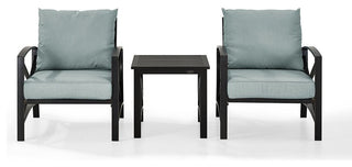 Kaplan 3-Piece Patio Set, 2 Chairs, Side Table, Mist