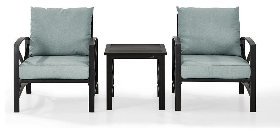 Kaplan 3-Piece Patio Set, 2 Chairs, Side Table, Mist