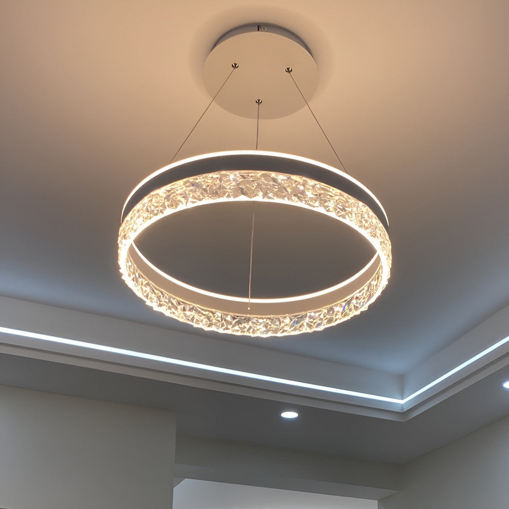 Chatel-Saint-Denis | Crystal Chandelier in the Shape of Ring, White, Warm Light
