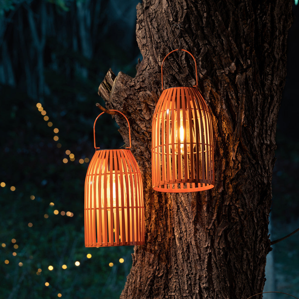 Metal Woven Solar Powered Hanging Lantern, 2-Piece Set