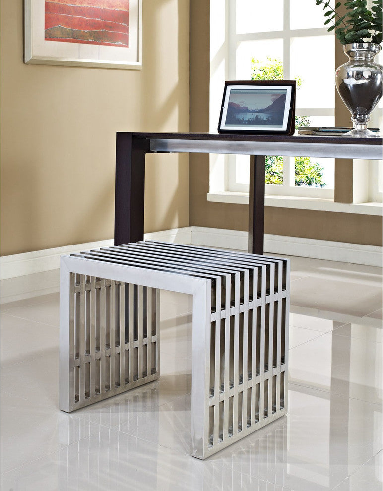 Gridiron Small Stainless Steel Bench, Silver