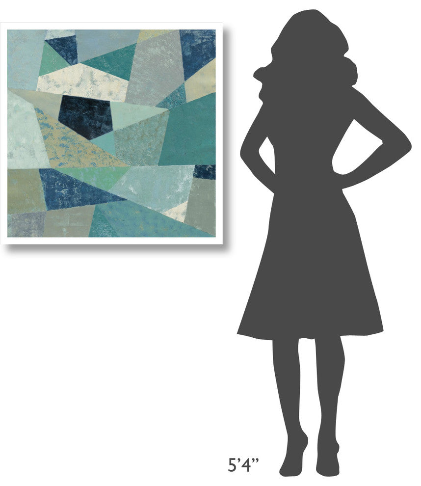 "Indigo Geo Metric II" Digital Paper Print by Silvia Vassileva, 32"x32"