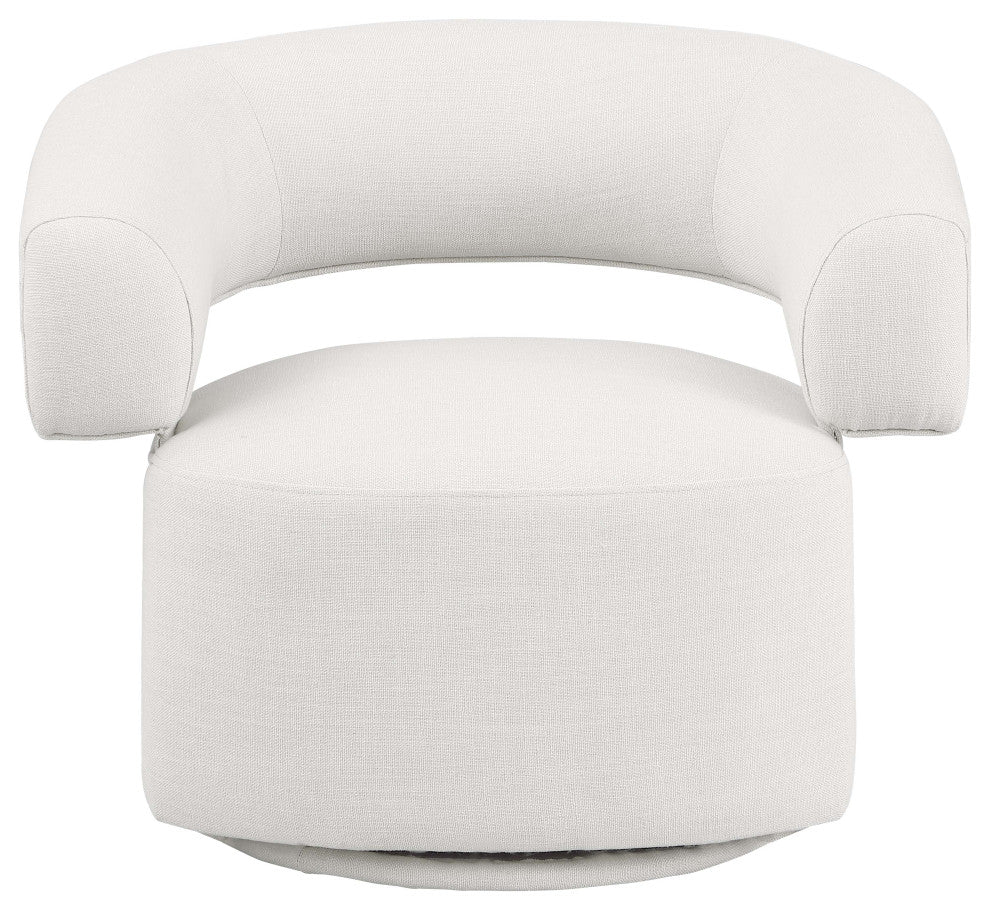 Niya Linen Textured Fabric Upholstered Swivel Accent Chair, Cream