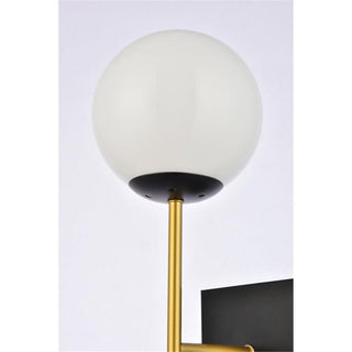 Living District Neri 1-Light Metal Wall Sconce w/ White Shade in Black and Brass