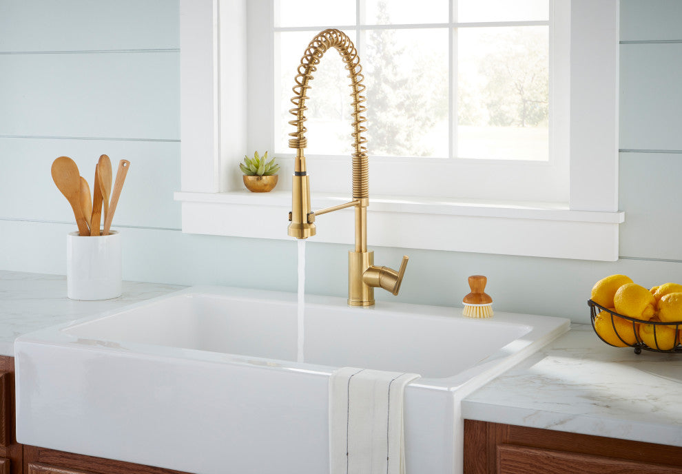 Parma Single Handle Pre-Rinse Kitchen Faucet, Brushed Bronze