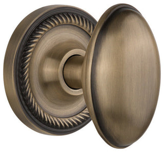 Single Rope Rosette With Homestead Knob, Antique Brass