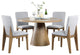 Delphine 5-Piece Round Oak Finish Dining Table Set With Gray Chairs
