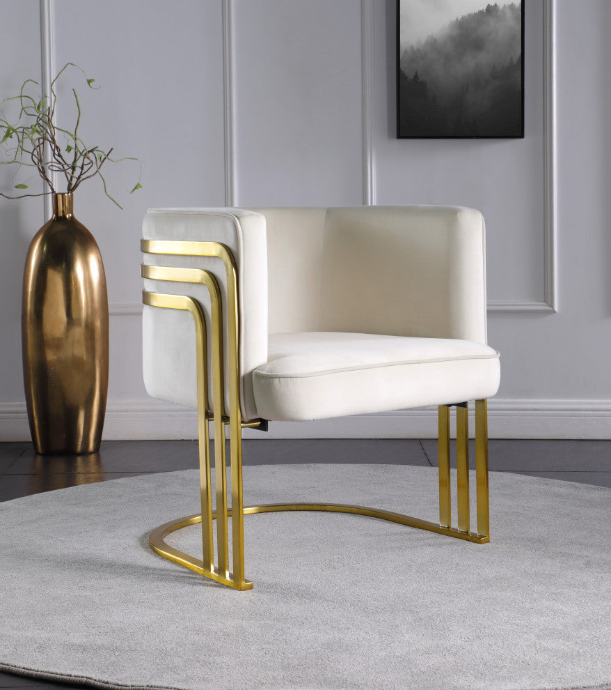 Rays Velvet Upholstered Accent Chair, Cream