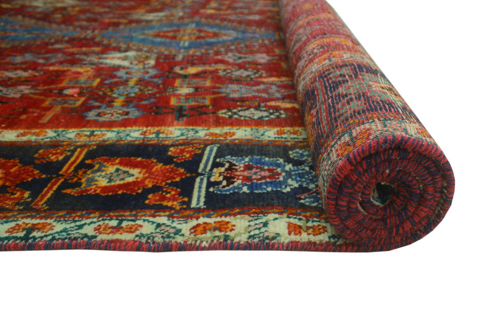 Vintage Distressed Fazal Red Rug
