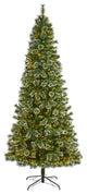 9' Wisconsin Slim Snow Tip Pine Faux Christmas Tree With 800 Clear LED Lights
