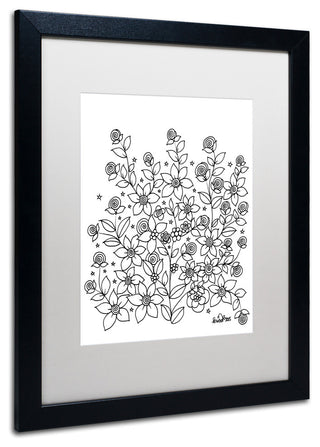 KCDoodleArt 'Simple Flower Doodle 2' Art, Black Frame, White Matte, 16"x20"