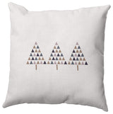 Snow Colored Triangle Trees Christmas Polyester Throw Pillow, 18"x18"