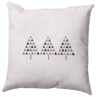 Snow Colored Triangle Trees Christmas Polyester Throw Pillow, 18"x18"