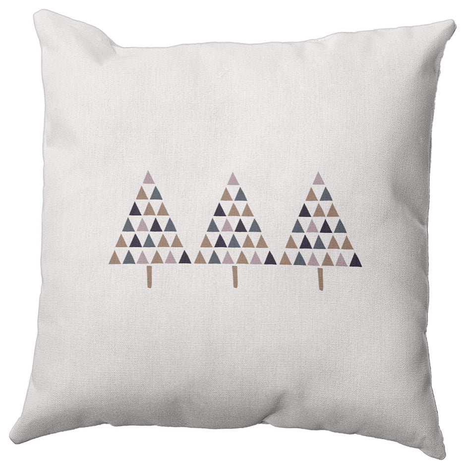 Snow Colored Triangle Trees Christmas Polyester Throw Pillow, 18"x18"
