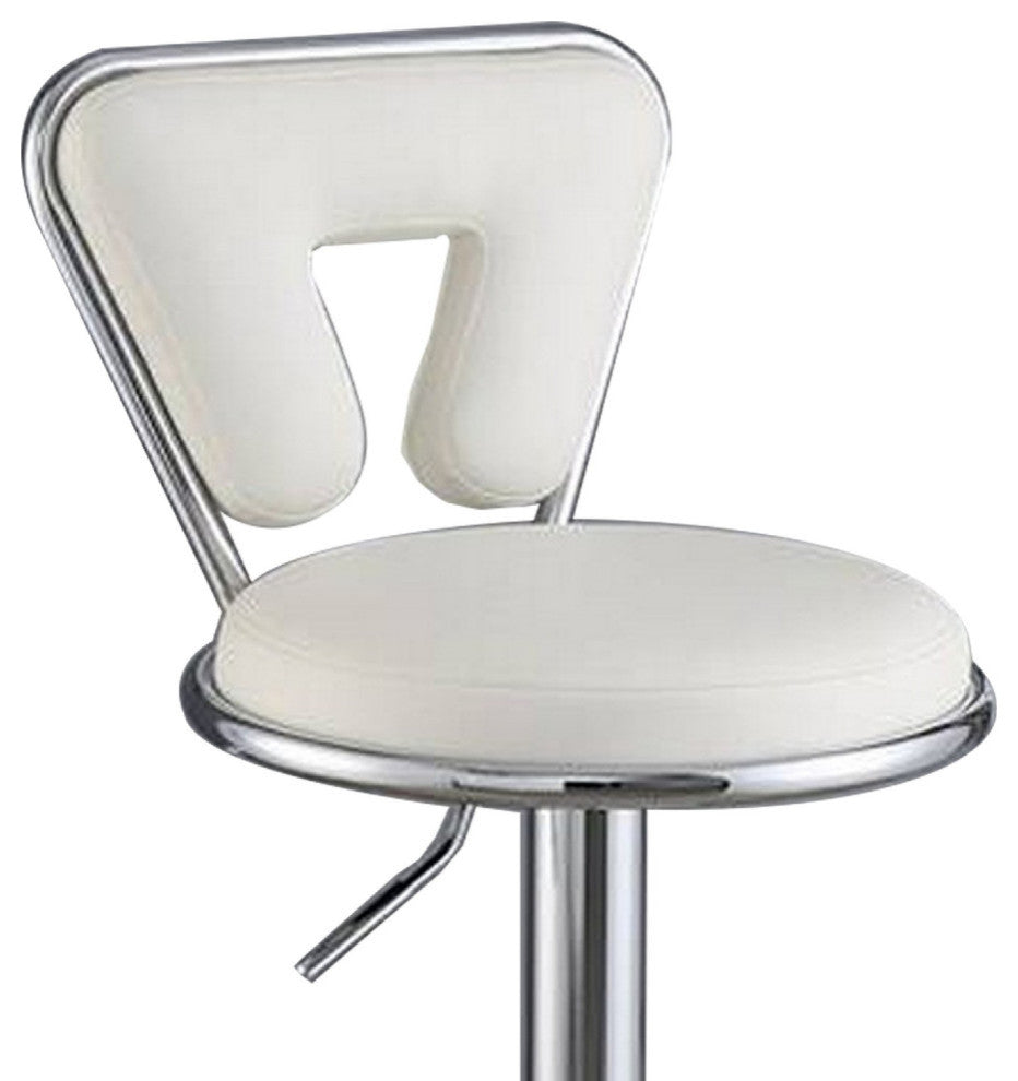 Adjustable Barstool with Round Seat and Stalk Support, Set of 2, White