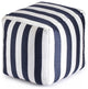 Cape May Blue 18" x 18" x 18" Navy and Ivory Pouf