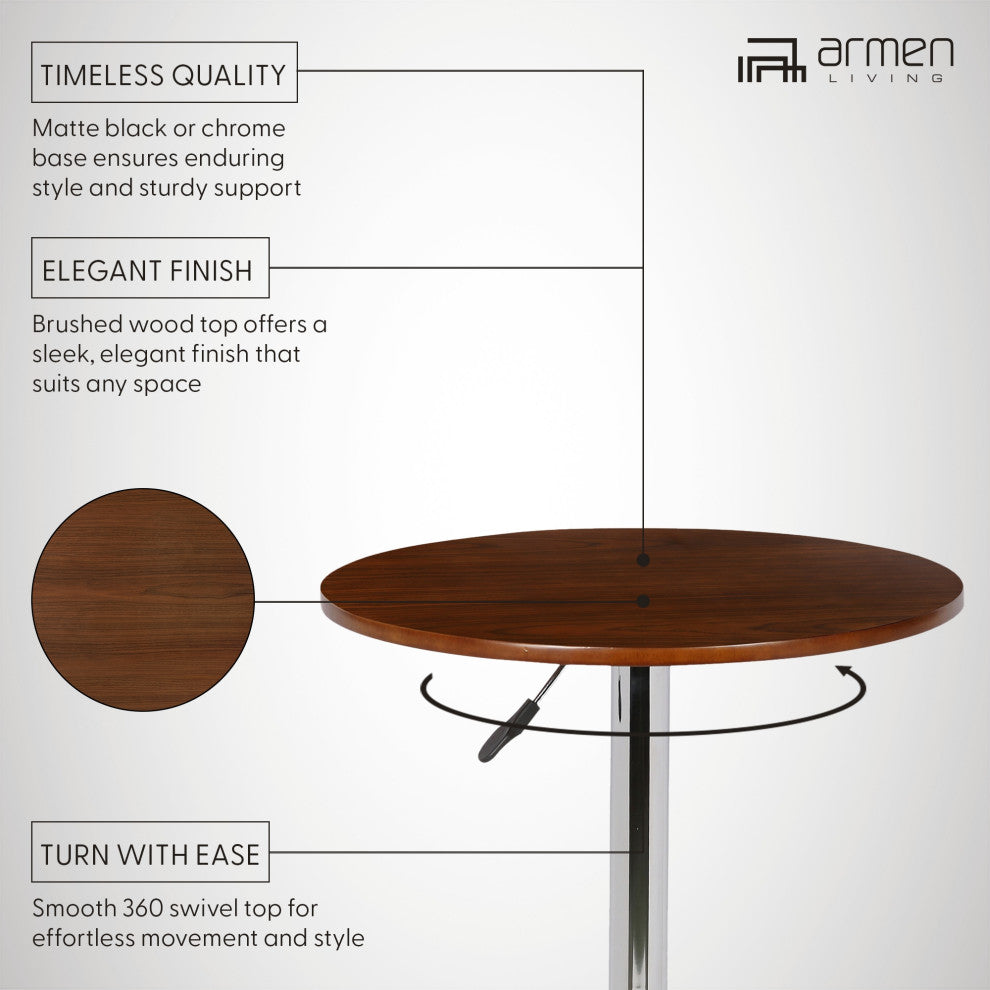 Bentley Pub Table, Adjustable, Chrome