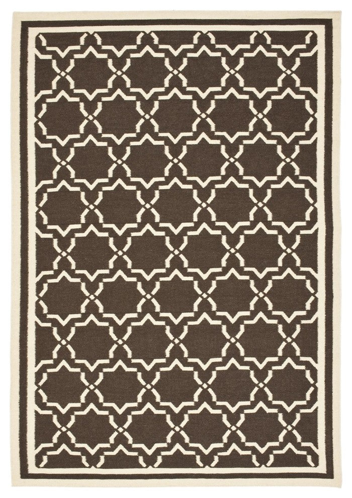 Dhurries Brown Area Rug DHU545A - 6'' x 6'' Round
