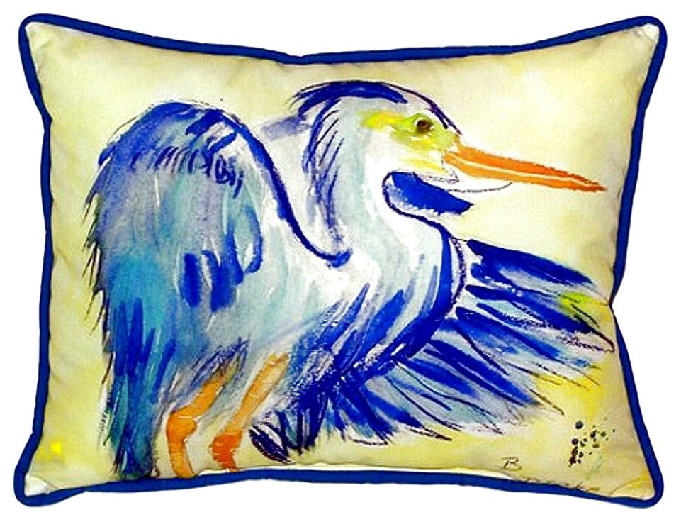 Teal Blue Heron Extra Large Zippered Pillow 20x24