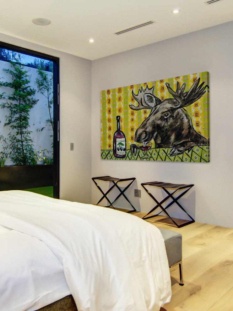 "Moose Wine" Painting Print on Wrapped Canvas, 36"x24"