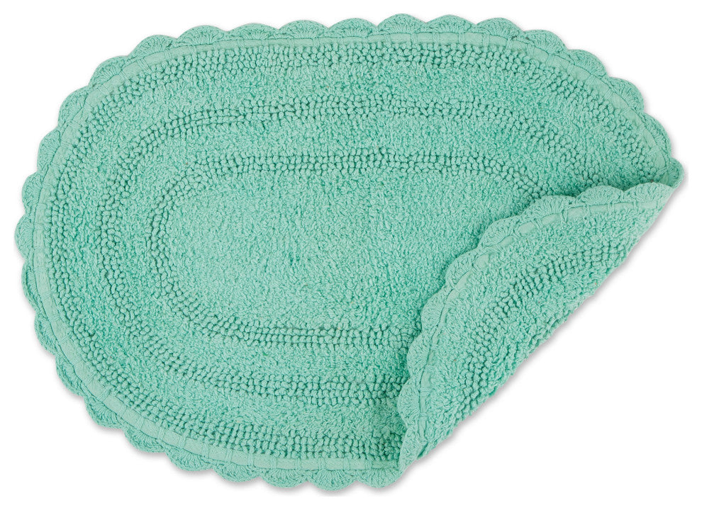 Aqua Small Oval Crochet Bath Mat