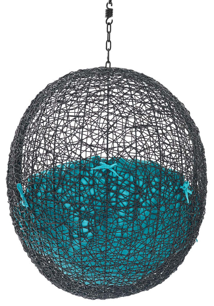Swing Lounge Chair, Black Blue, Modern, Outdoor Patio Balcony Cafe Bistro Garden