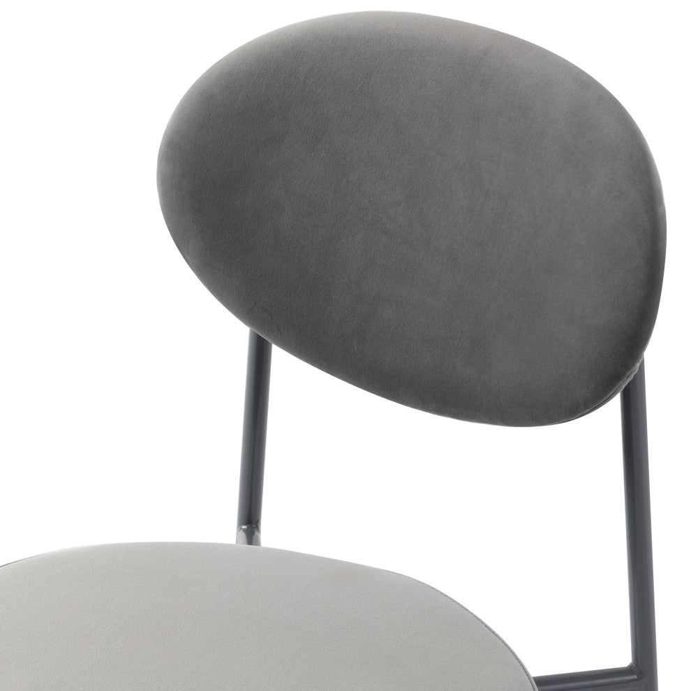 LeisureMod Euston Modern Velvet Dining Chair with Grey Steel Frame, Gray