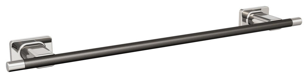 Amerock Esquire Contemporary Towel Bar, Polished Nickel/Gunmetal, 18" Center-to-