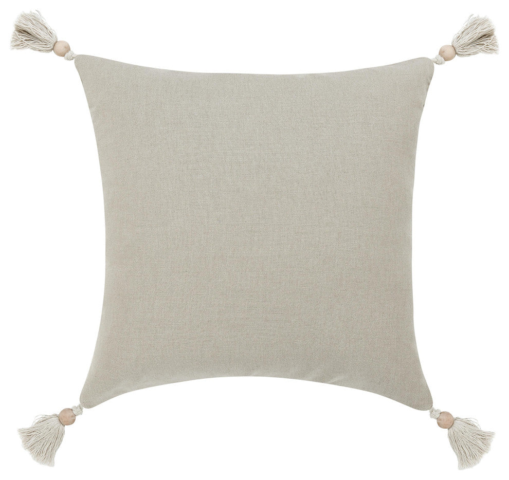 Yasa Cotton Blend Throw Pillow, Ivory by Kosas Home, 22x22