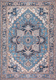 Cirali Ornate Large Medallion Machine Washable Indoor Area Rug, Blue/Beige, 5 X