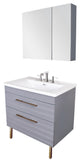 Anacapa 32" Wall Hung Vanity Set With Integrated Basin Ceramic Top and Cabinet, Matte Gray