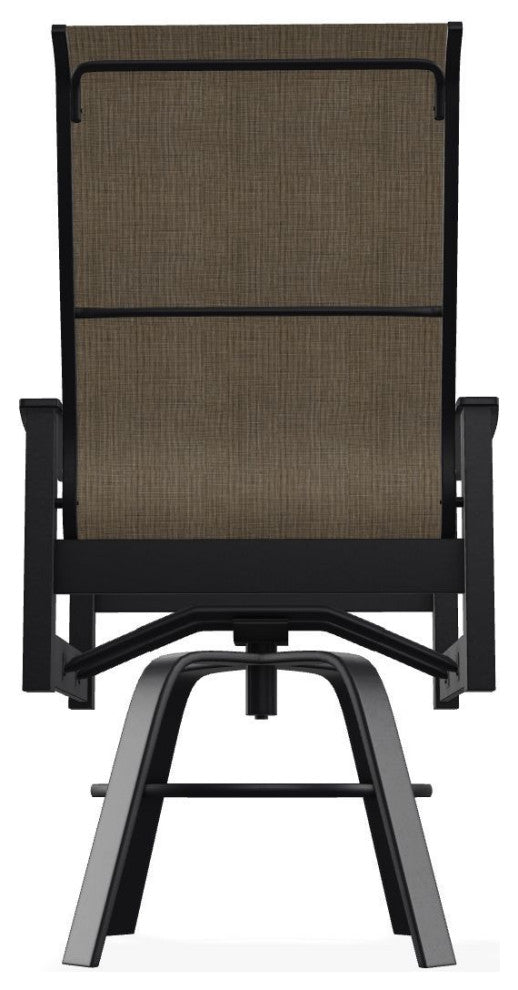 Leeward Sling Balcony Height Outdoor Swivel Armchair, Kora/Black