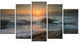 Lashing Sea Waves At Sunset, Beach Photo Canvas Print, 60"x32", 5 Panels