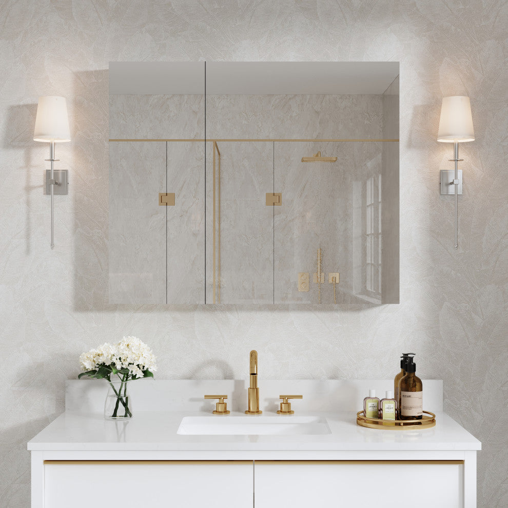 Recessed/Surface Mount Bathroom Medicine Cabinet, Reverse Installation, 36"x30"